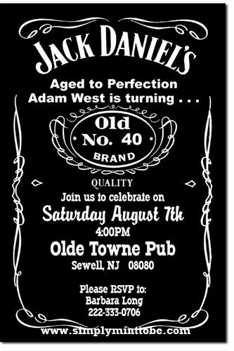 Free Jack Daniels Label Template Elegant Diy Jack Daniels Inspired 40th Birthday Invitation 4x6