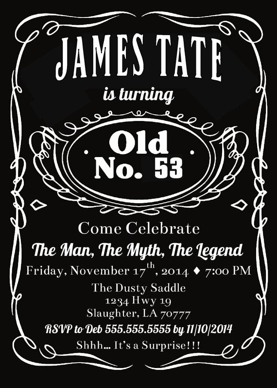 Free Jack Daniels Label Template Fresh Items Similar to Printable Jack Birthday Party Invitation