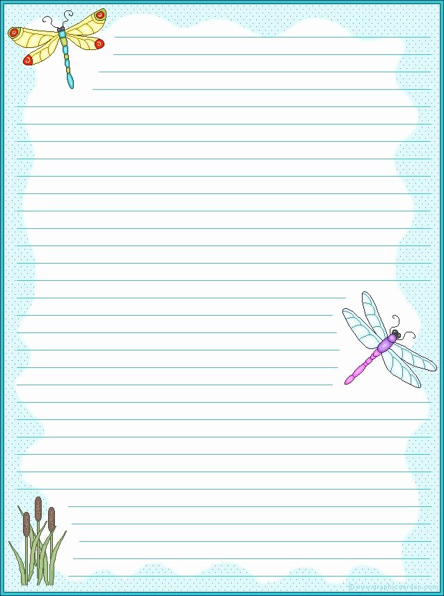 Free Lined Stationery Templates Beautiful Dragonfly Stationary Free Printables