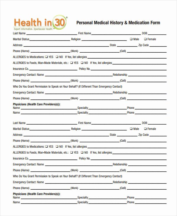 Free Medical History Questionnaire Template Best Of Medical History form 9 Free Pdf Documents Download
