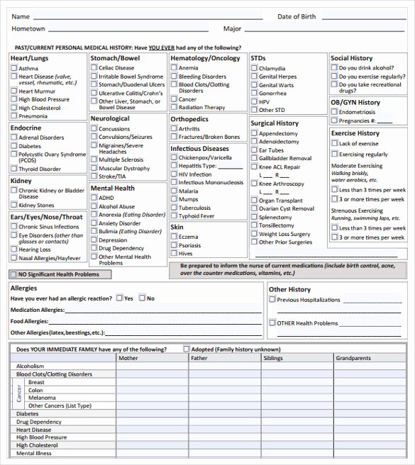 Free Medical History Questionnaire Template Elegant 8 Medical History forms