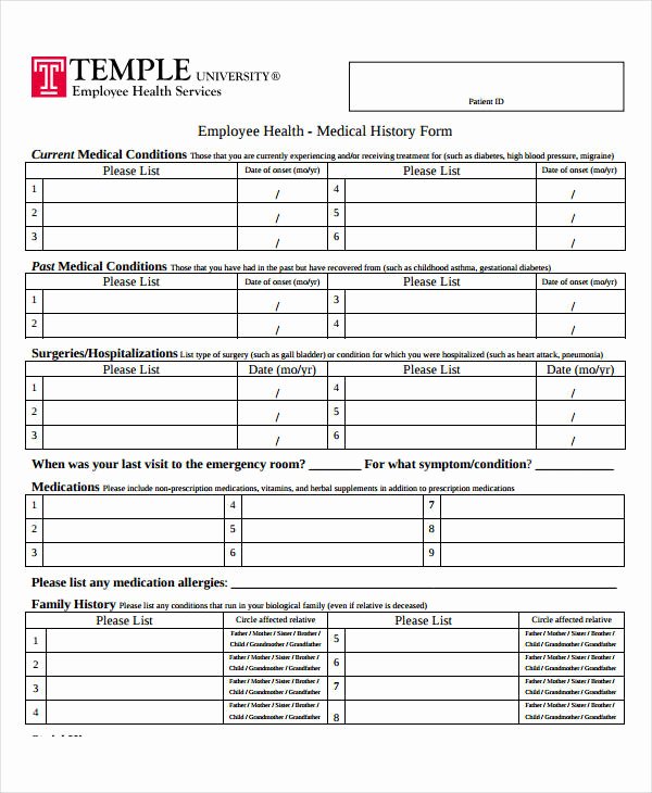 Free Medical History Questionnaire Template Fresh Medical History form 9 Free Pdf Documents Download