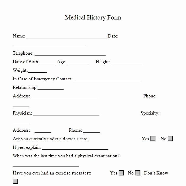 Free Medical History Questionnaire Template Fresh Printable Medicalhistory forms In Word and Pdf format