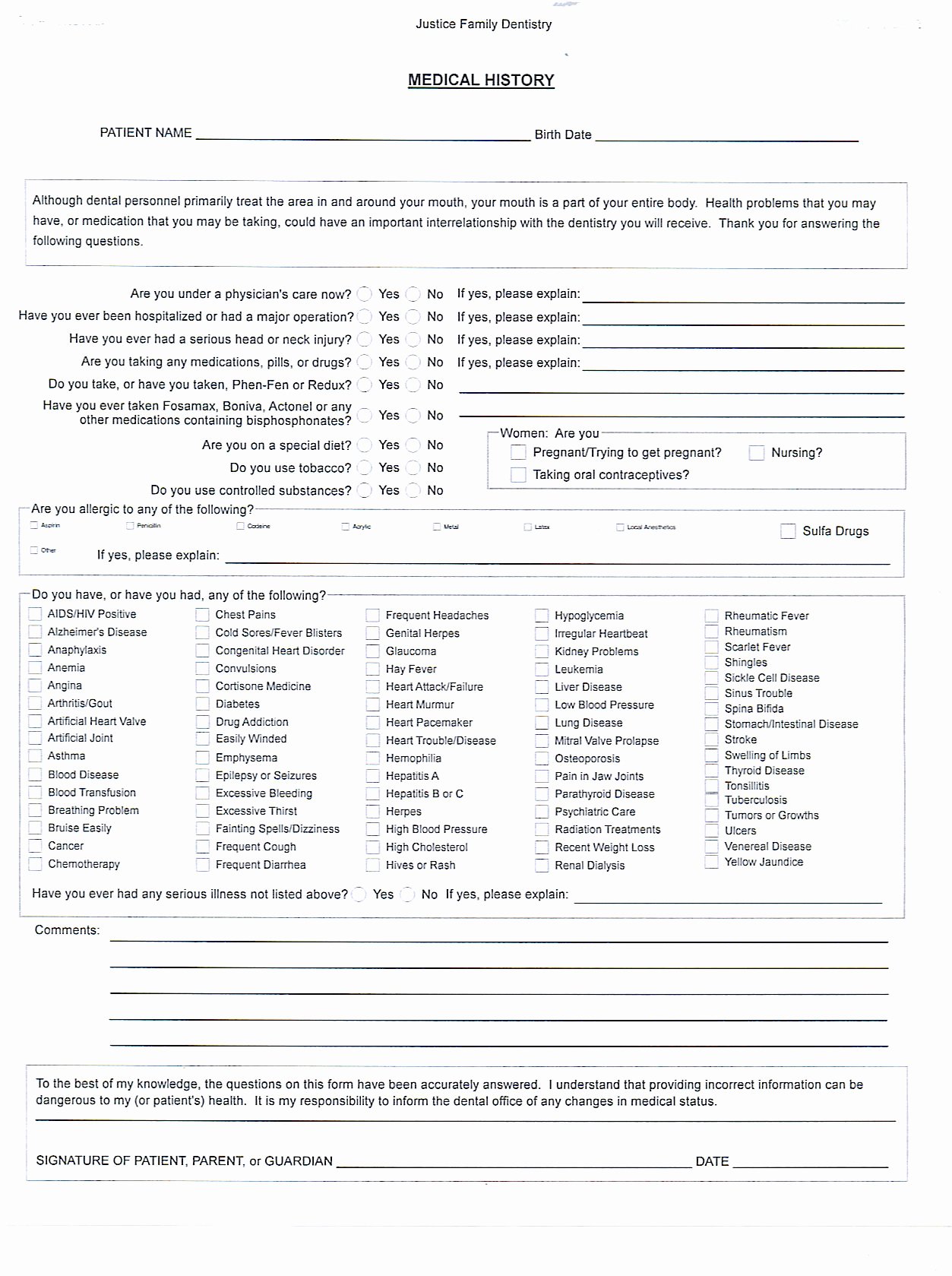 Free Medical History Questionnaire Template New Medical History form – Medical form Templates