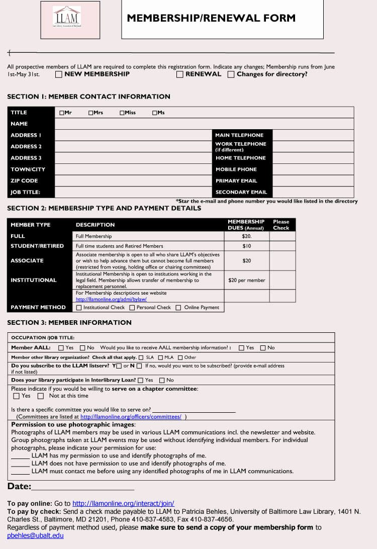 Free Membership Application Template Unique 6 Best Examples Of Membership Application forms with Free