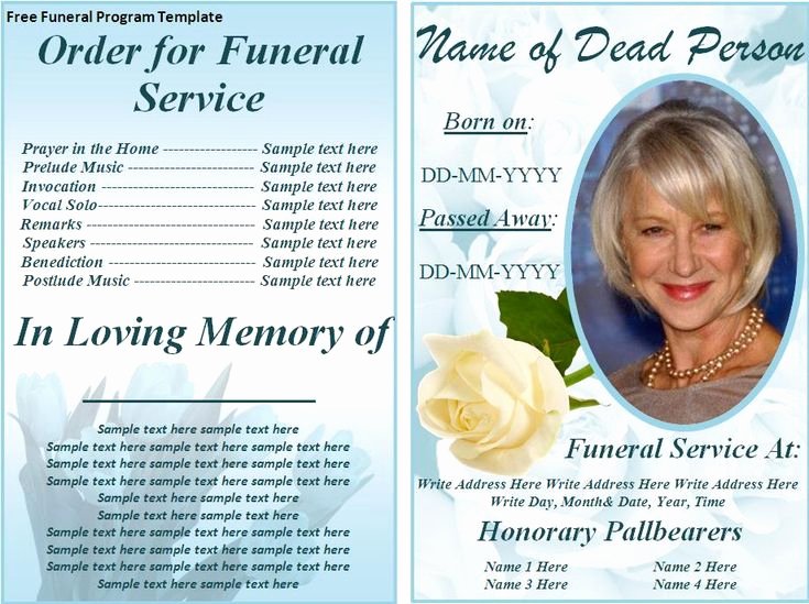 Free Memorial Card Template Fresh Free Funeral Program Templates