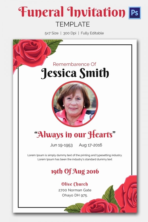 Free Memorial Card Template Lovely Funeral Invitation Template – 12 Free Psd Vector Eps Ai