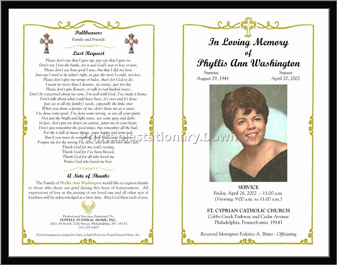 Free Memorial Cards Template Lovely Download Free Funeral Program Template