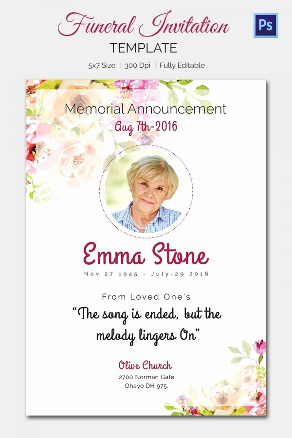 Free Memorial Cards Template Lovely Funeral Invitation Template – 12 Free Psd Vector Eps Ai