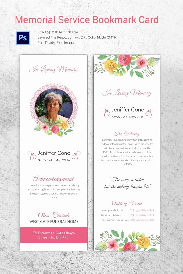 Free Memorial Cards Template Unique 20 Funeral Program Templates – Free Word Excel Pdf Psd