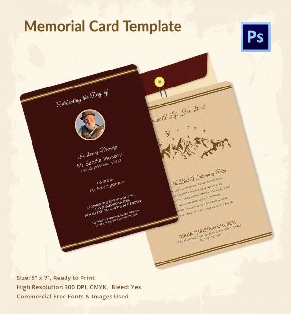 Free Memorial Cards Template Unique 21 Obituary Card Templates – Free Printable Word Excel