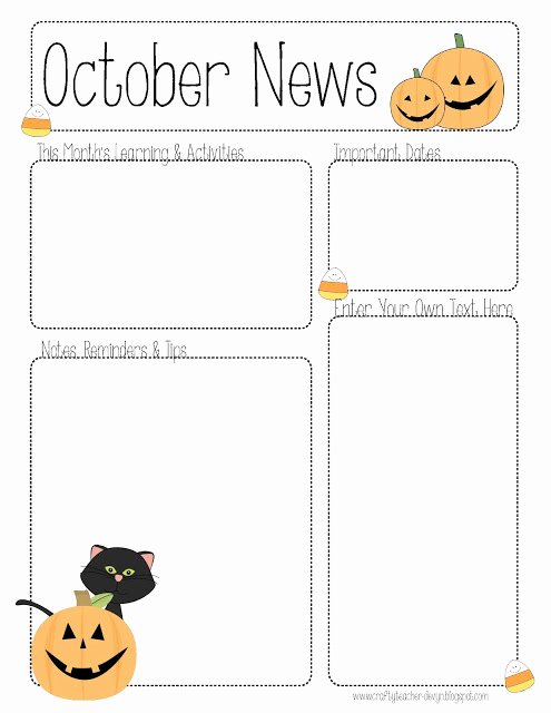 Free Newsletter Templates for Preschool Beautiful October Newsletter Template