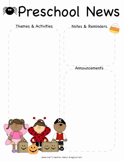 Free Newsletter Templates for Preschool Fresh October Halloween Preschool Newsletter Template