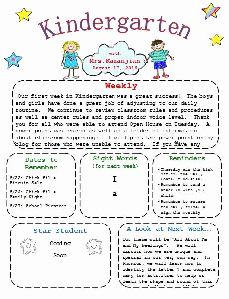 Free Newsletter Templates for Preschool Luxury Printable Kindergarten Newsletter Template