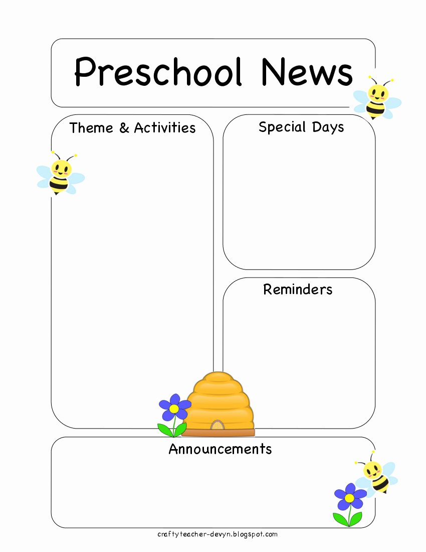 Free Newsletter Templates for Preschool New Preschool Bee Newsletter Template