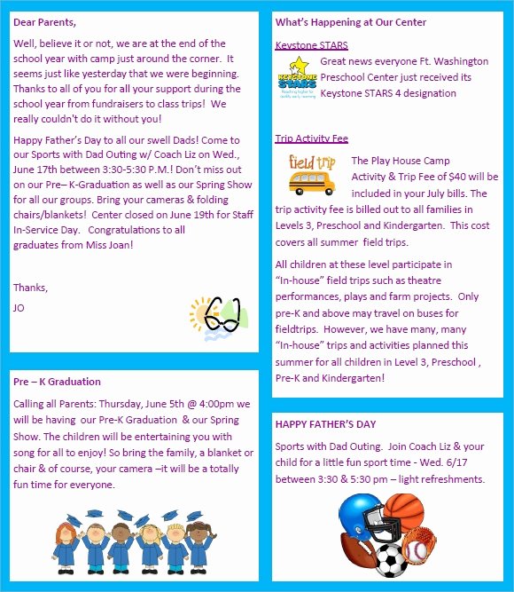 Free Newsletter Templates for Preschool New Sample Preschool Newsletter 8 Free Download for Word Pdf