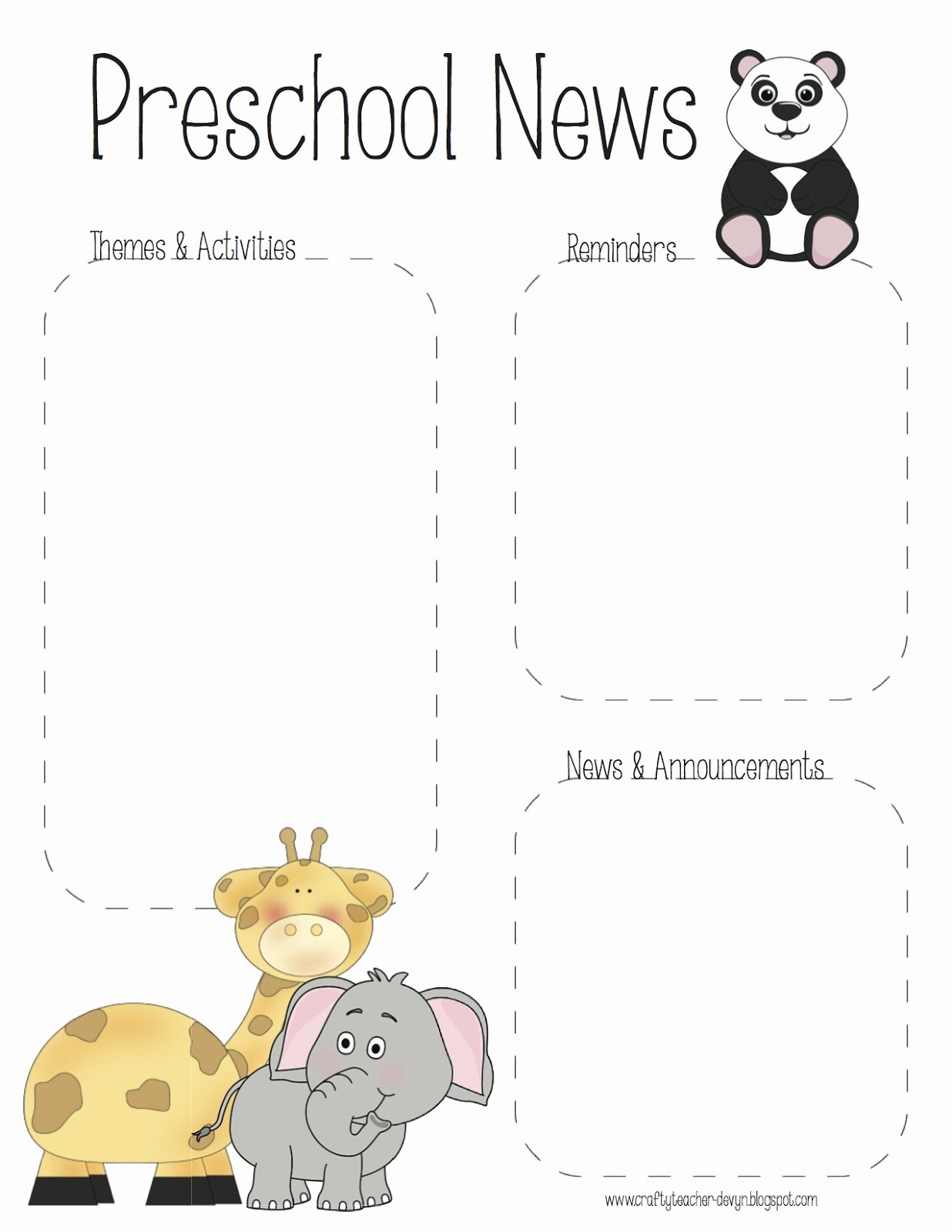 Free Newsletter Templates for Preschool New the Crafty Teacher Preschool Zoo Newsletter Template