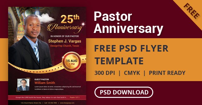 Free Pastor Anniversary Program Template Beautiful Free Pastor Anniversary Flyer Psd Template Designyep