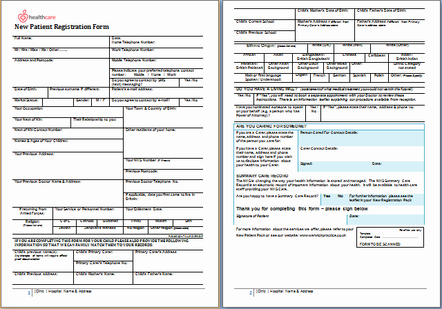 Free Patient Information form Template Awesome New Patient Information Sheet Template Word