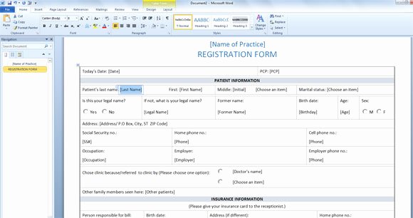 Free Patient Information form Template Beautiful Patient Registration form Template for Word 2013