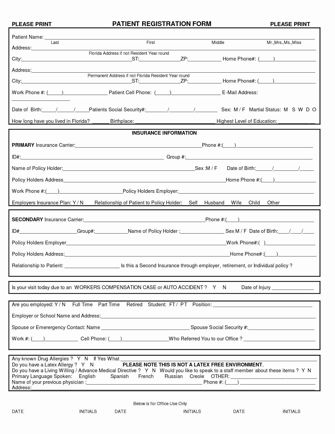 Free Patient Information form Template Elegant Best S Of Medical Fice Patient forms New Patient