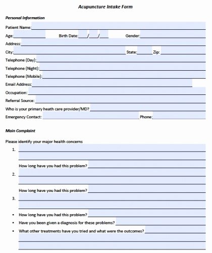 Free Patient Information form Template Fresh Download Acupuncture Intake form Wikidownload