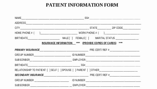 Free Patient Information form Template Lovely Sample Patient Information forms 10 Free Documents In