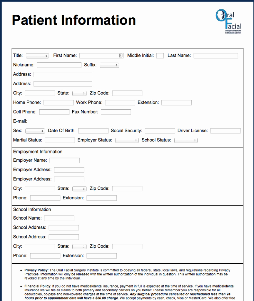 Free Patient Information form Template Luxury 29 Of Patient Medical form Template