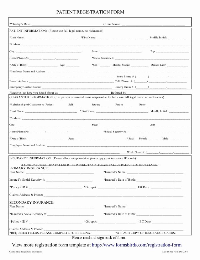 Free Patient Information form Template New Registration form Template