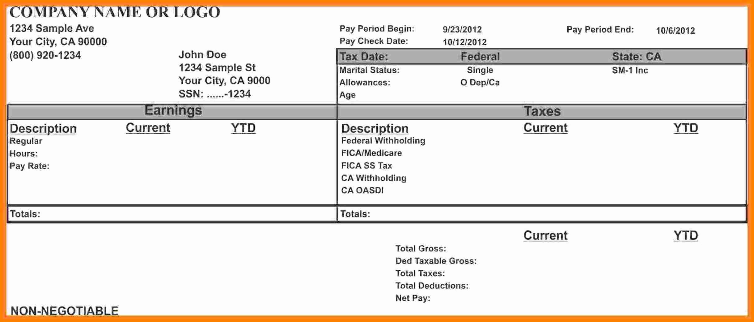 Free Payroll Template Best Of 8 Free Payroll Stub Template