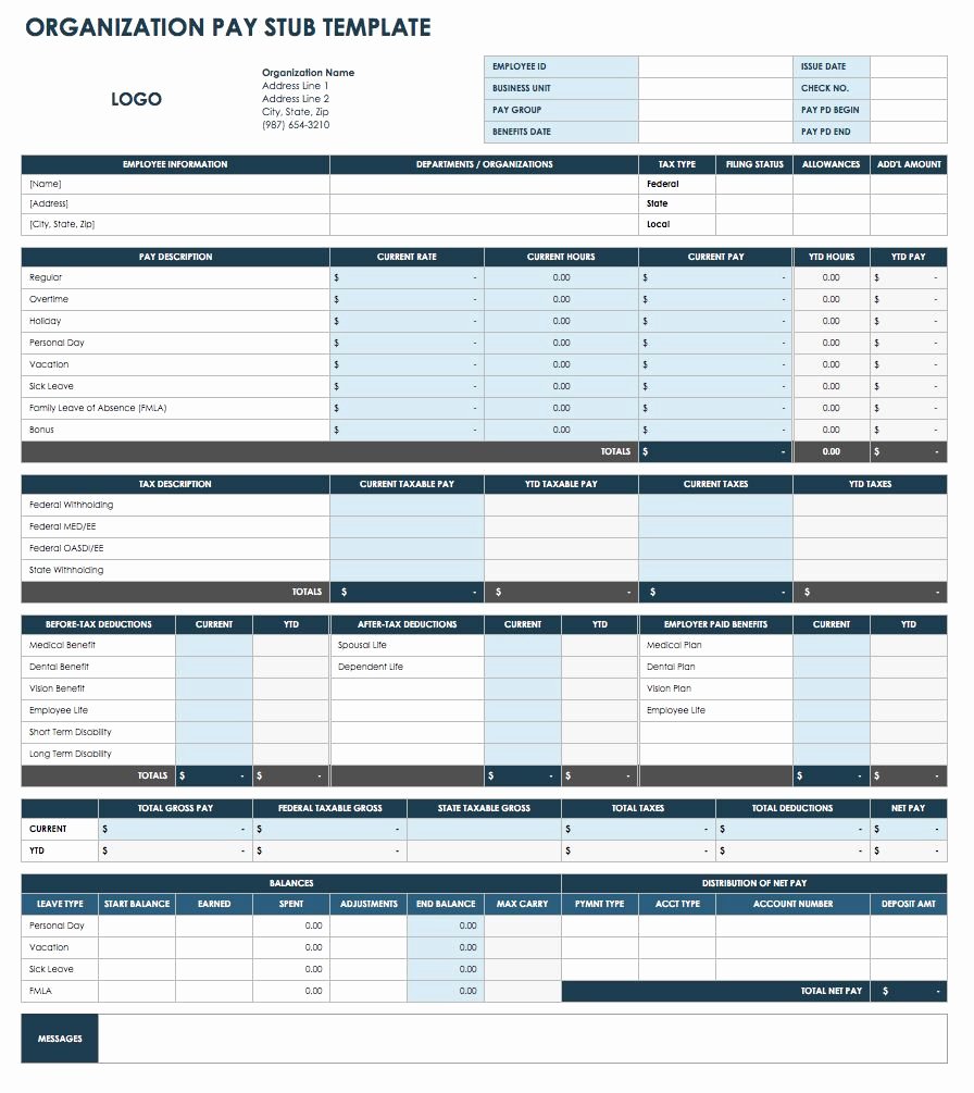 Free Payroll Template Elegant Free Pay Stub Templates