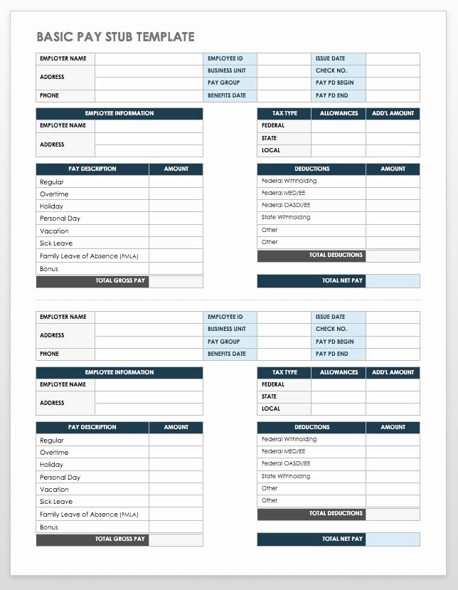 Free Payroll Template Inspirational Free Pay Stub Templates