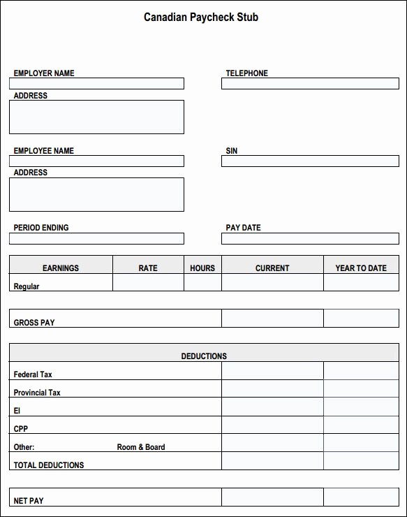 Free Payroll Template Lovely Free Canadian Pay Stub Template Paystubs