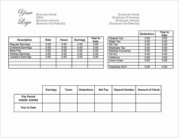 Free Payroll Template Unique 24 Pay Stub Templates Samples Examples &amp; formats