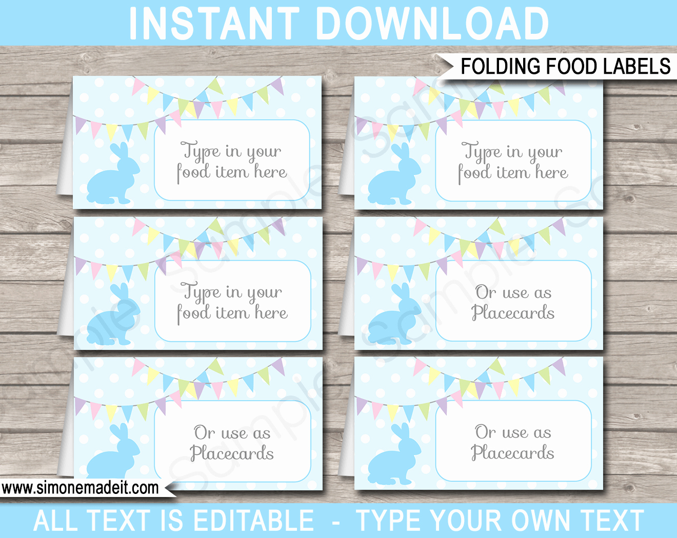 Free Place Card Template 6 Per Sheet Elegant Easter Food Labels Place Cards