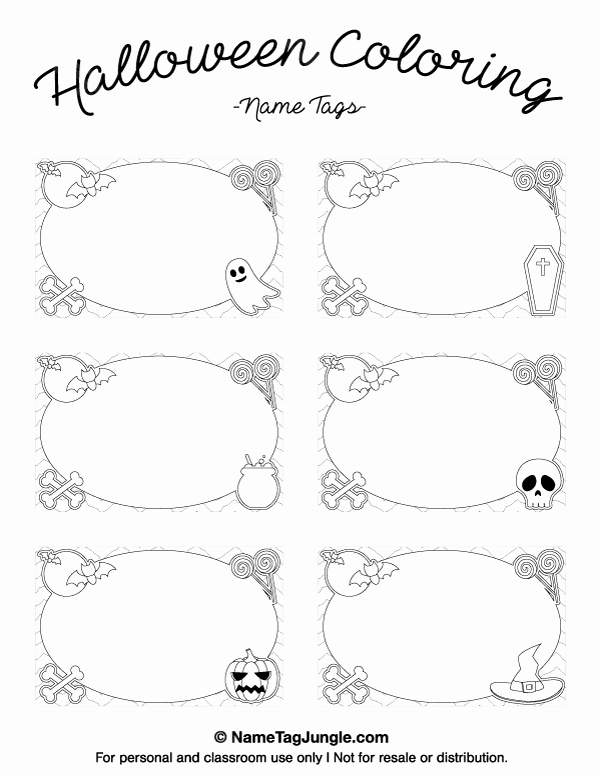 Free Place Card Template 6 Per Sheet Fresh Printable Halloween Coloring Name Tags