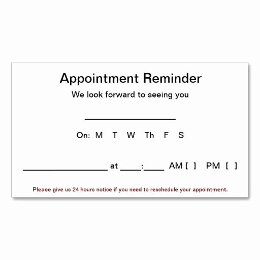 Free Printable Appointment Reminder Cards Awesome Appointment Reminder Cards 100 Pack White Business Card