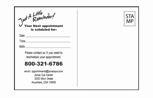 Free Printable Appointment Reminder Cards Lovely Eye Exam Calendar 2 Appointment Card Patient Education