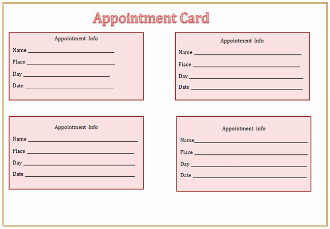 Free Printable Appointment Reminder Cards New Appointment Card Template Microsoft Word Templates