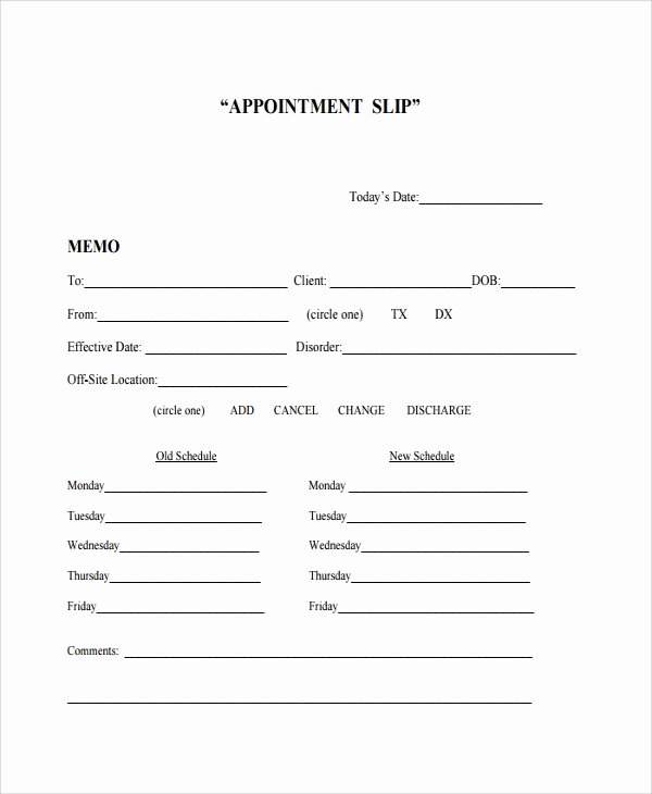 Free Printable Appointment Reminder Cards Unique 8 Appointment Slip Templates