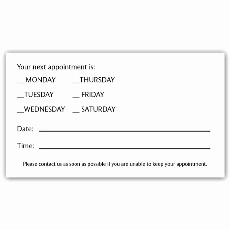 Free Printable Appointment Reminder Cards Unique Appointment Card 1