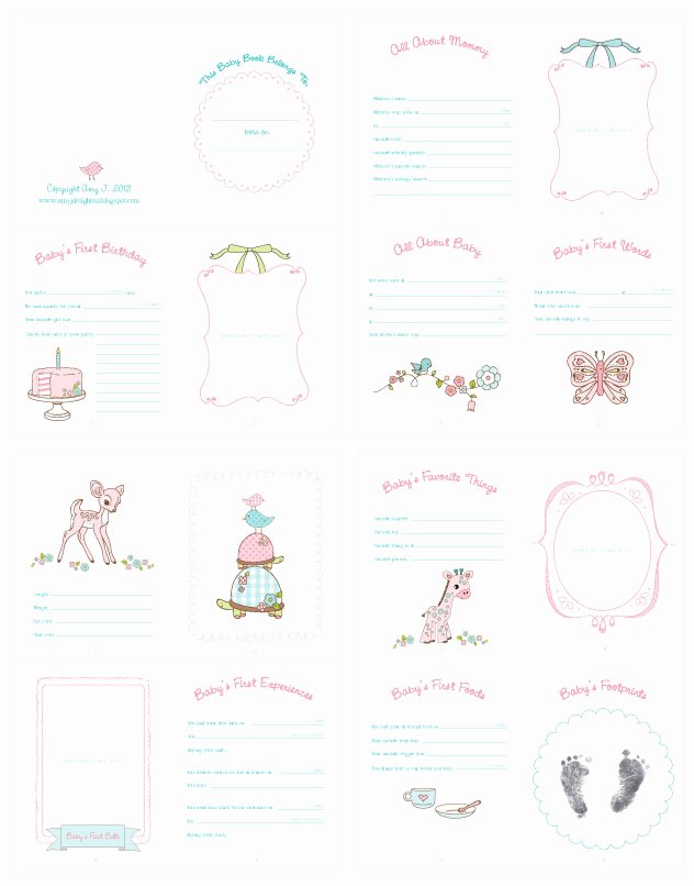 Free Printable Baby Book Pages Lovely Amy J Delightful Blog Baby Doll Record Book Printable