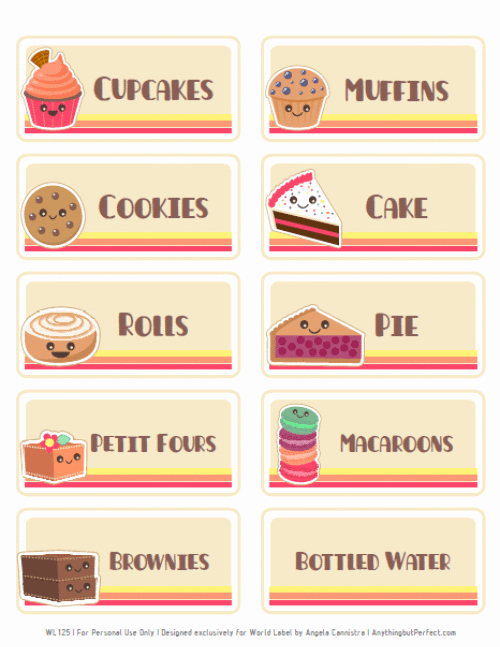 Free Printable Bake Sale Signs Lovely Bake Sale Printable Labels Set