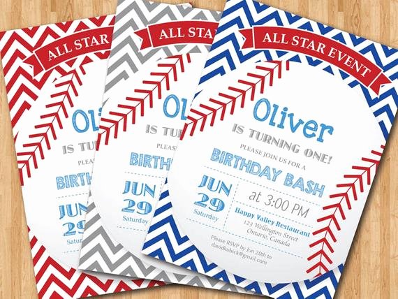 Free Printable Baseball Birthday Invitations Awesome Baseball Birthday Invitation First Birthday Baby Boy Chevron