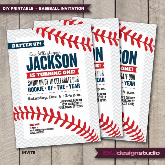 Free Printable Baseball Birthday Invitations Awesome Diy Printable Baseball Rookie Of the Year Birthday Invitation