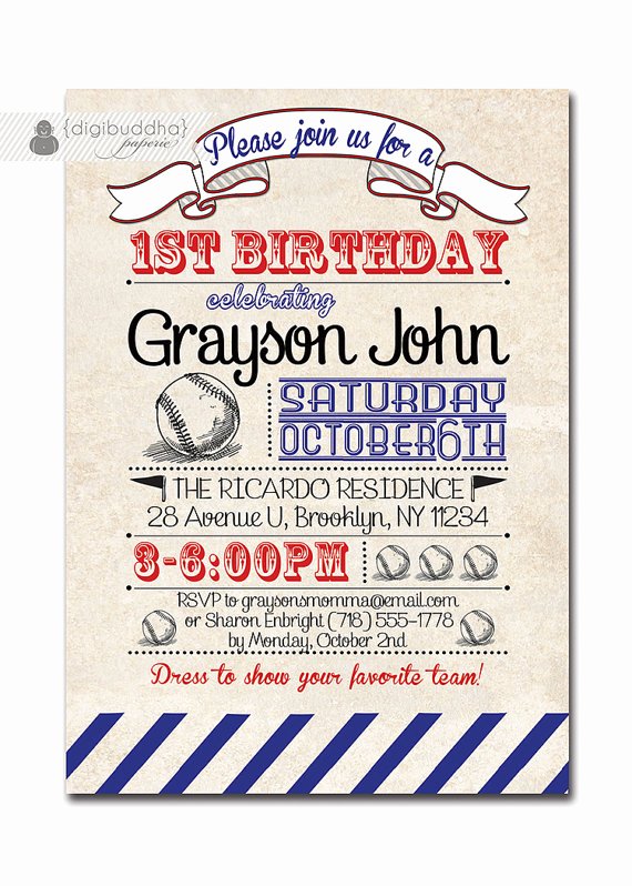 Free Printable Baseball Birthday Invitations Best Of Baseball Birthday Invitation 1st Birthday Baseball Vintage