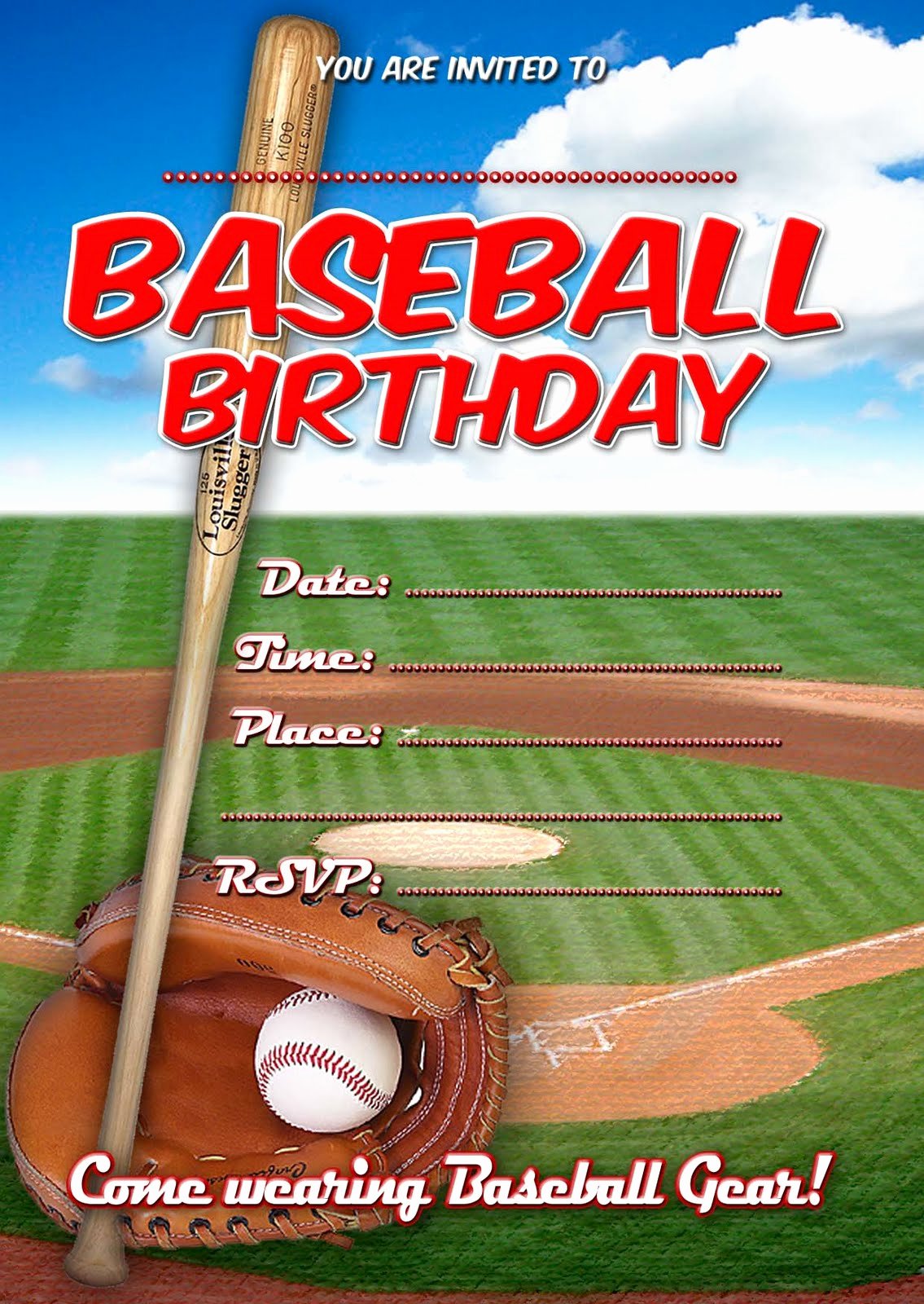 Free Printable Baseball Birthday Invitations Elegant Free Kids Party Invitations Baseball Birthday Invitation