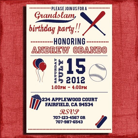 Free Printable Baseball Birthday Invitations Inspirational Vintage Baseball Birthday Invitation 4x6 or 5x7 by