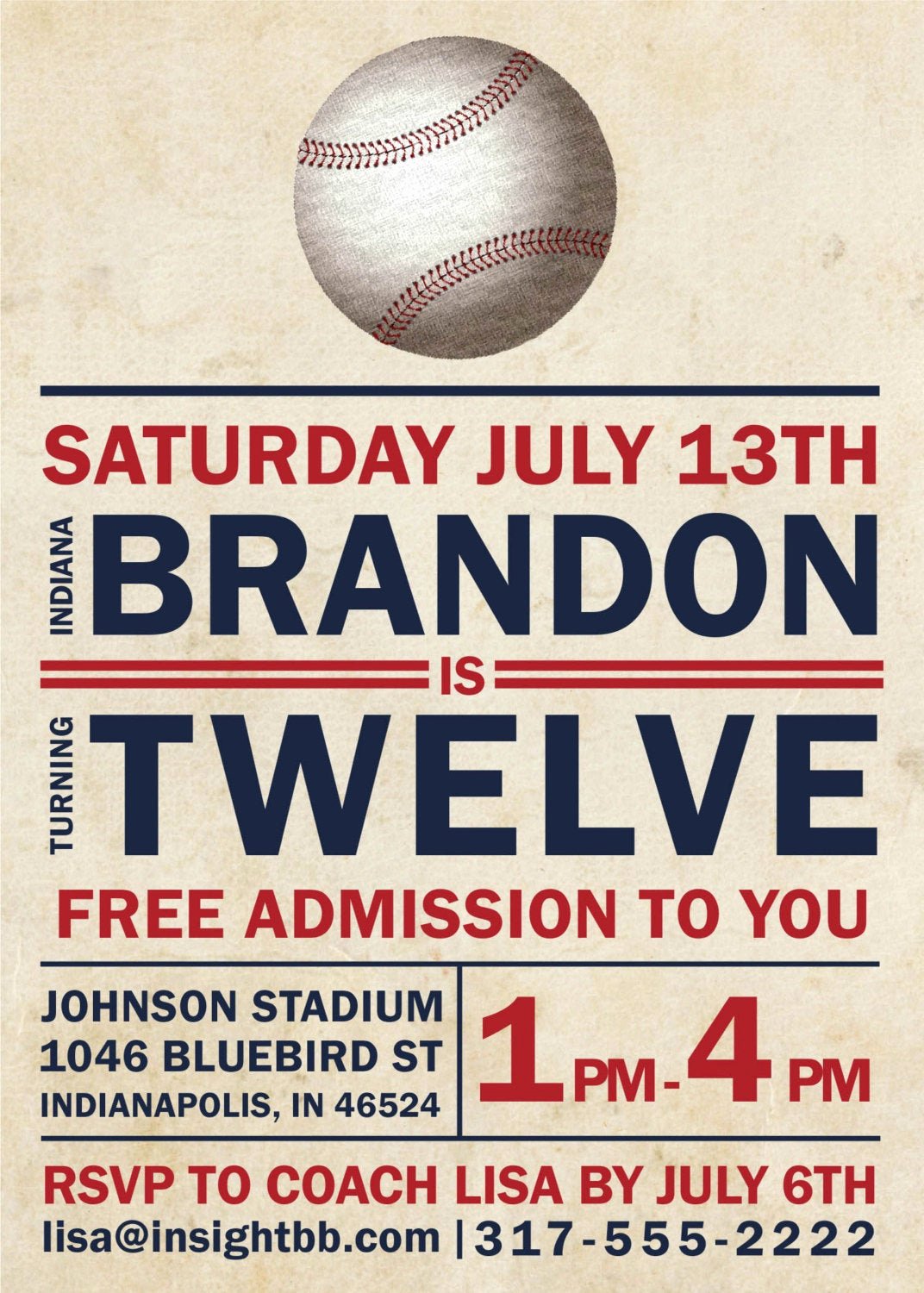 Free Printable Baseball Birthday Invitations Lovely Baseball Birthday Party Printable Invitation by Parteprints