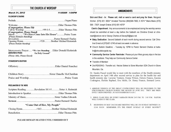Free Printable Church Bulletin Templates Fresh Church Bulletin Templates